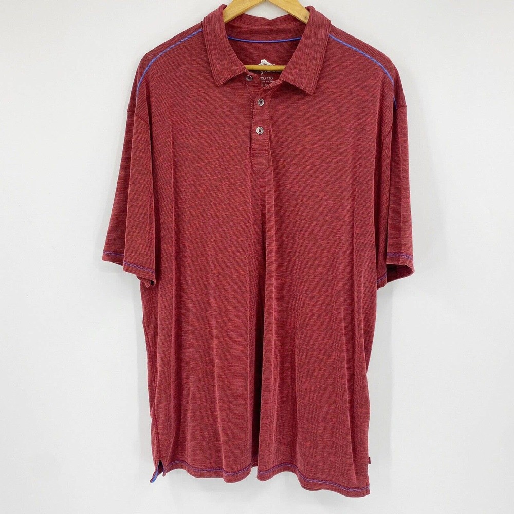Tommy Bahama Short Sleeve Polo Shirt Lyocell Blend Red Sz XXL